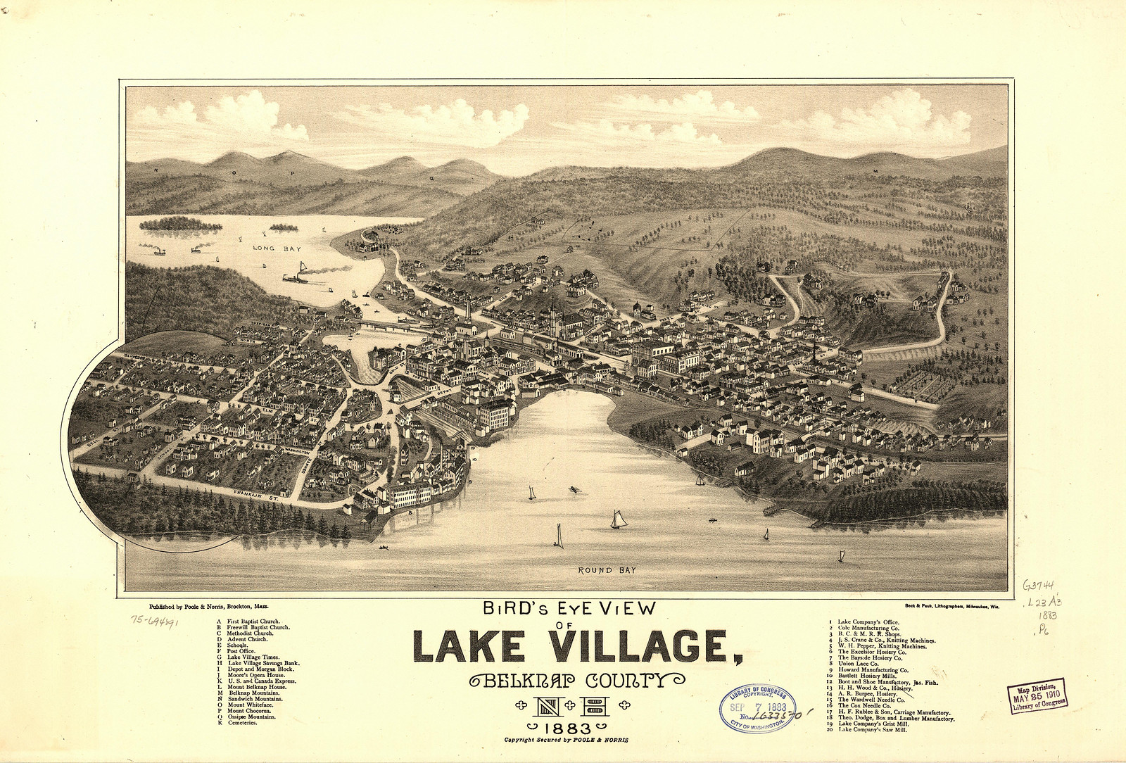 Lake Village, New Hampshire, 1883, 1883 — antique map