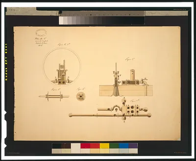 Engineering plate No. 3 with mechanical figures and fittings