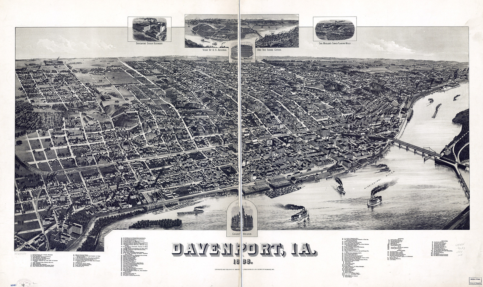 Davenport, Iowa, 1888, 1888 — antique map