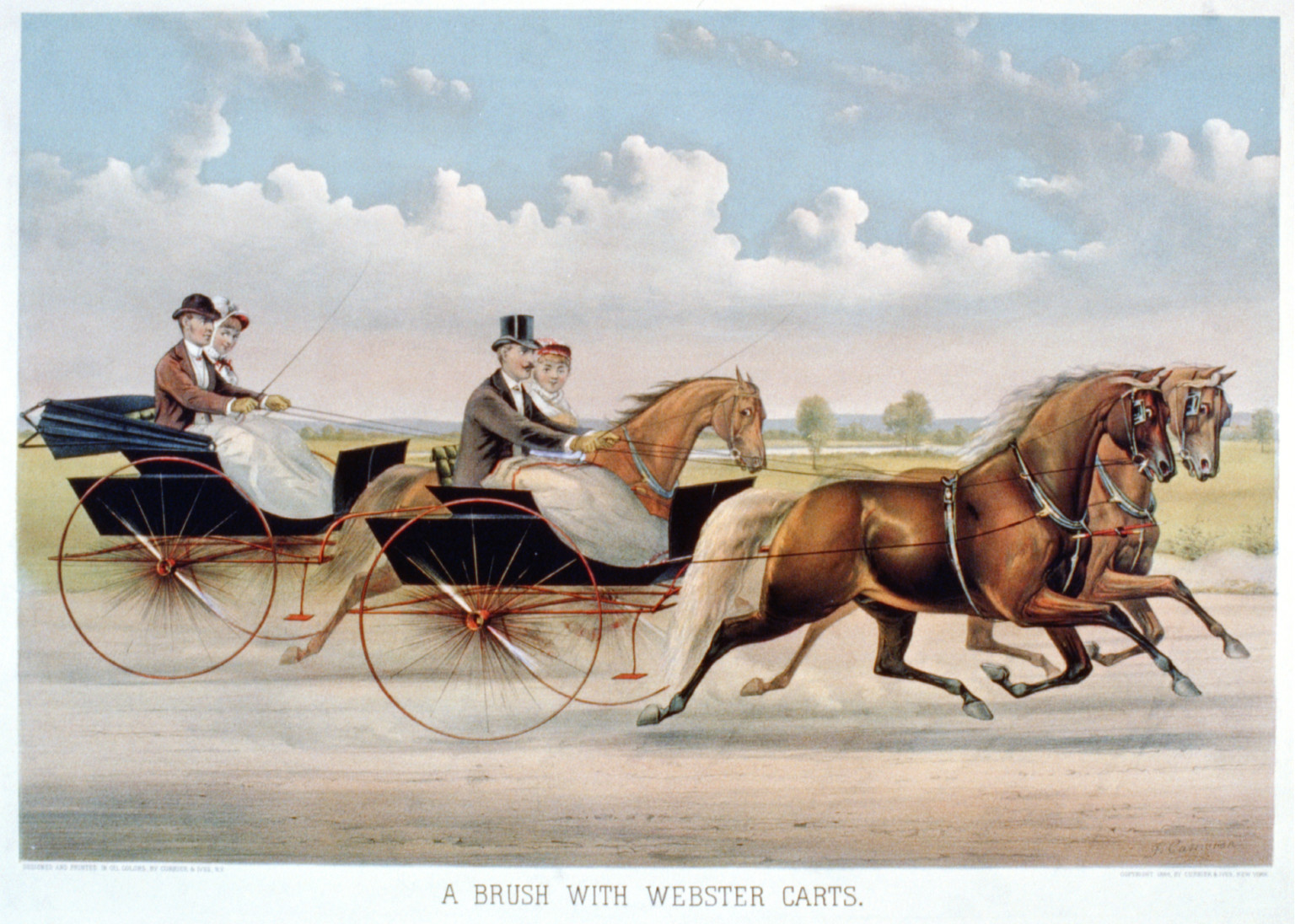 A brush with Webster Carts, [New York] : Currier & Ives, 1884. — antique lithograph