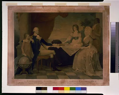 The Washington family--George Washington, his lady, and her two grandchildren by the name of Custis / painted & engraved by E. Savage.
