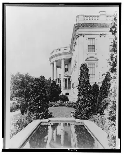 [White House garden pool, with south portico] / Horydczak.