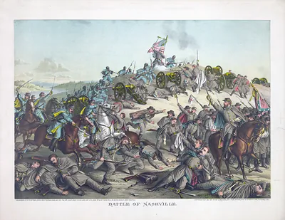 Battle of Nashville, chromolithograph by Kurz & Allison