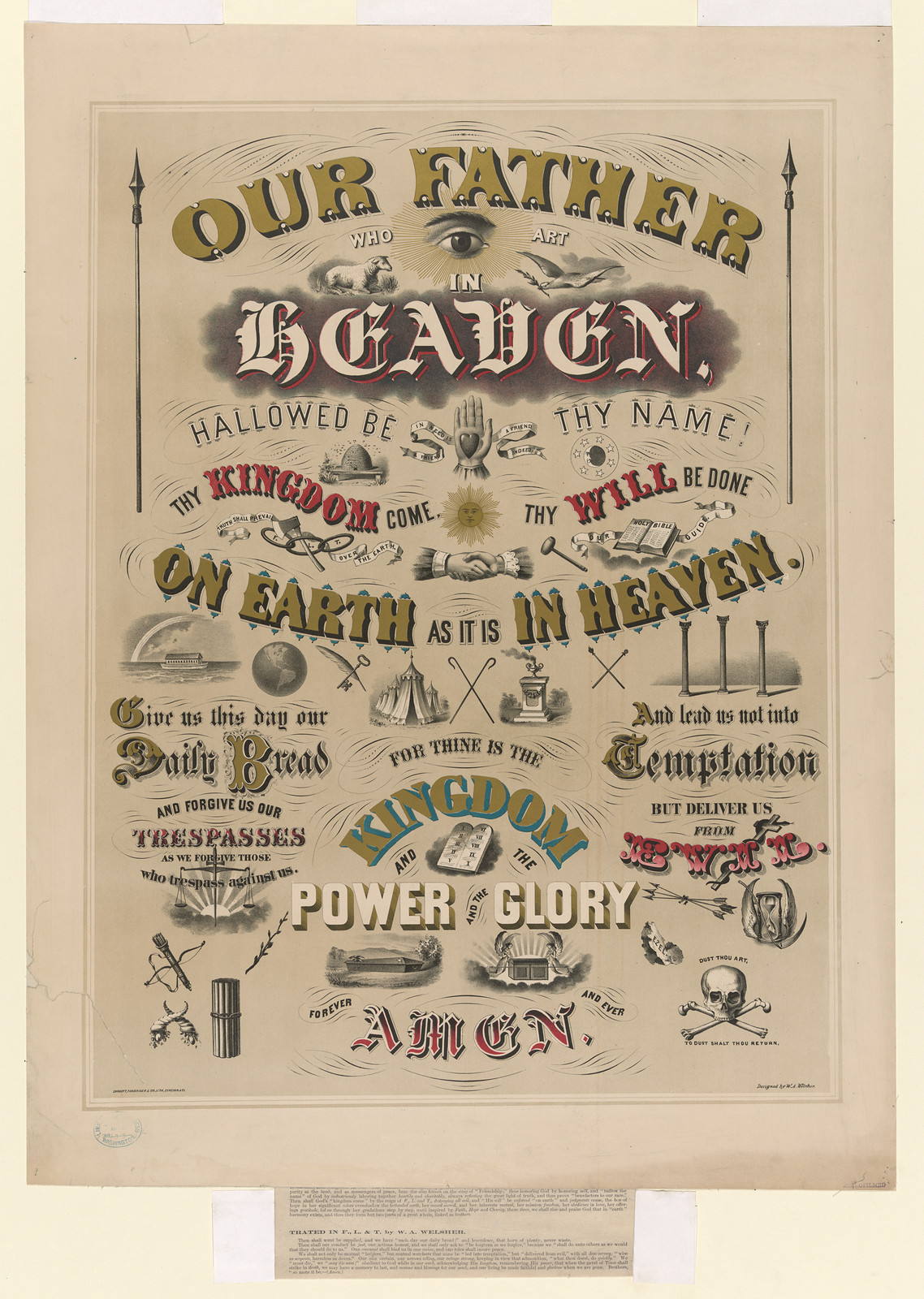 Our Father Who Art in Heaven, Lord's Prayer broadside — historic image
