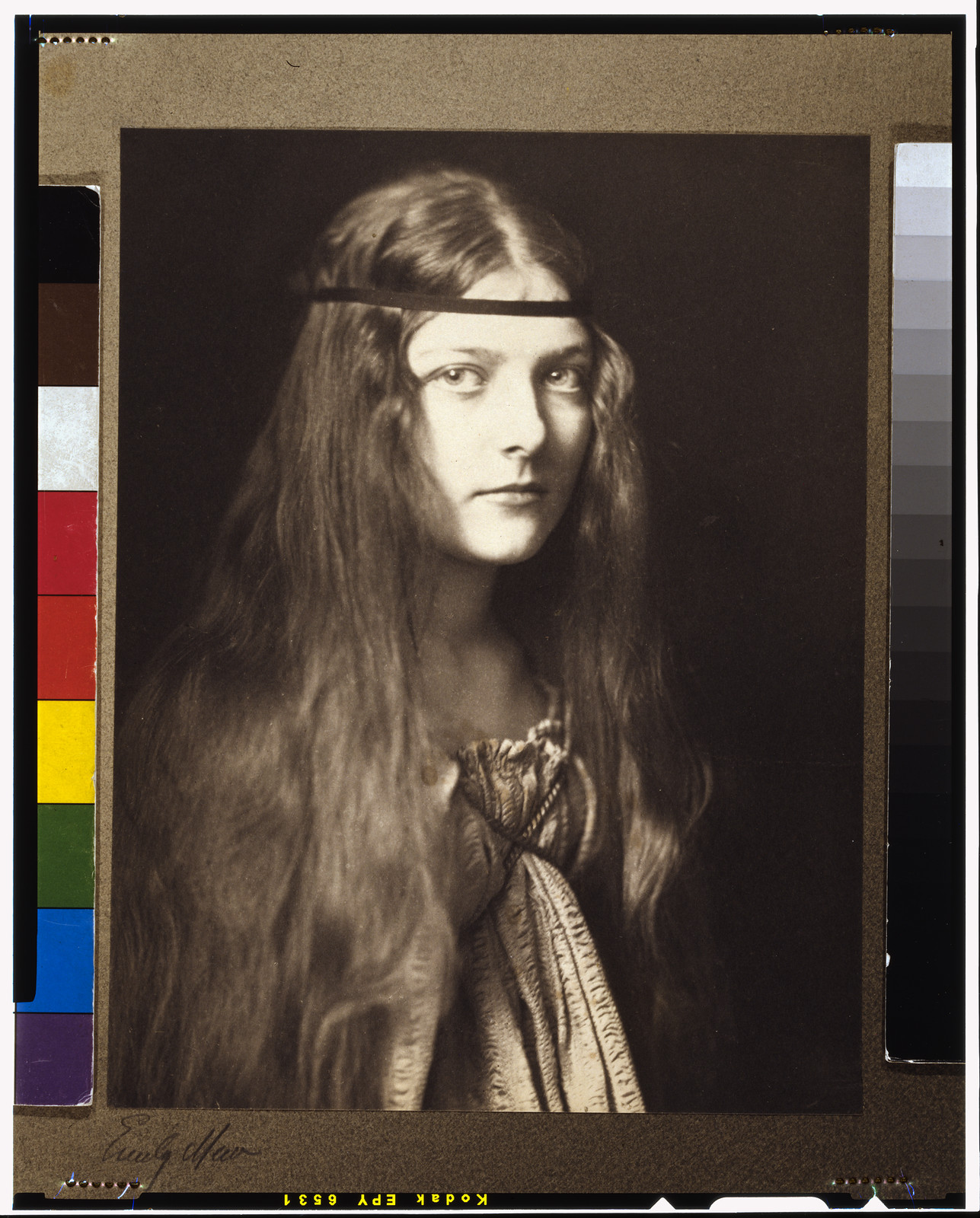 [Young woman in period dress with headband] / Emily Mew., [ca.1900] — historic photograph