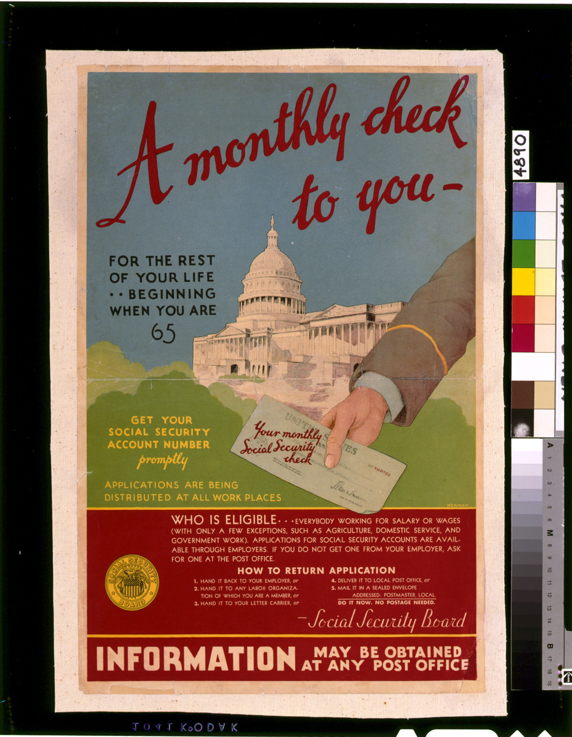 A Monthly check to you for the rest of your life, beginning when you are 65 ... / Newman. — vintage poster