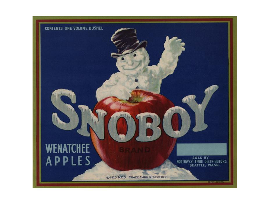 Snoboy Brand Wenatchee Apples crate label — historic image