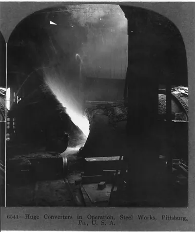 Huge converters in operation, steel works, Pittsburg [i.e. Pittsburgh], Pa., U.S.A.