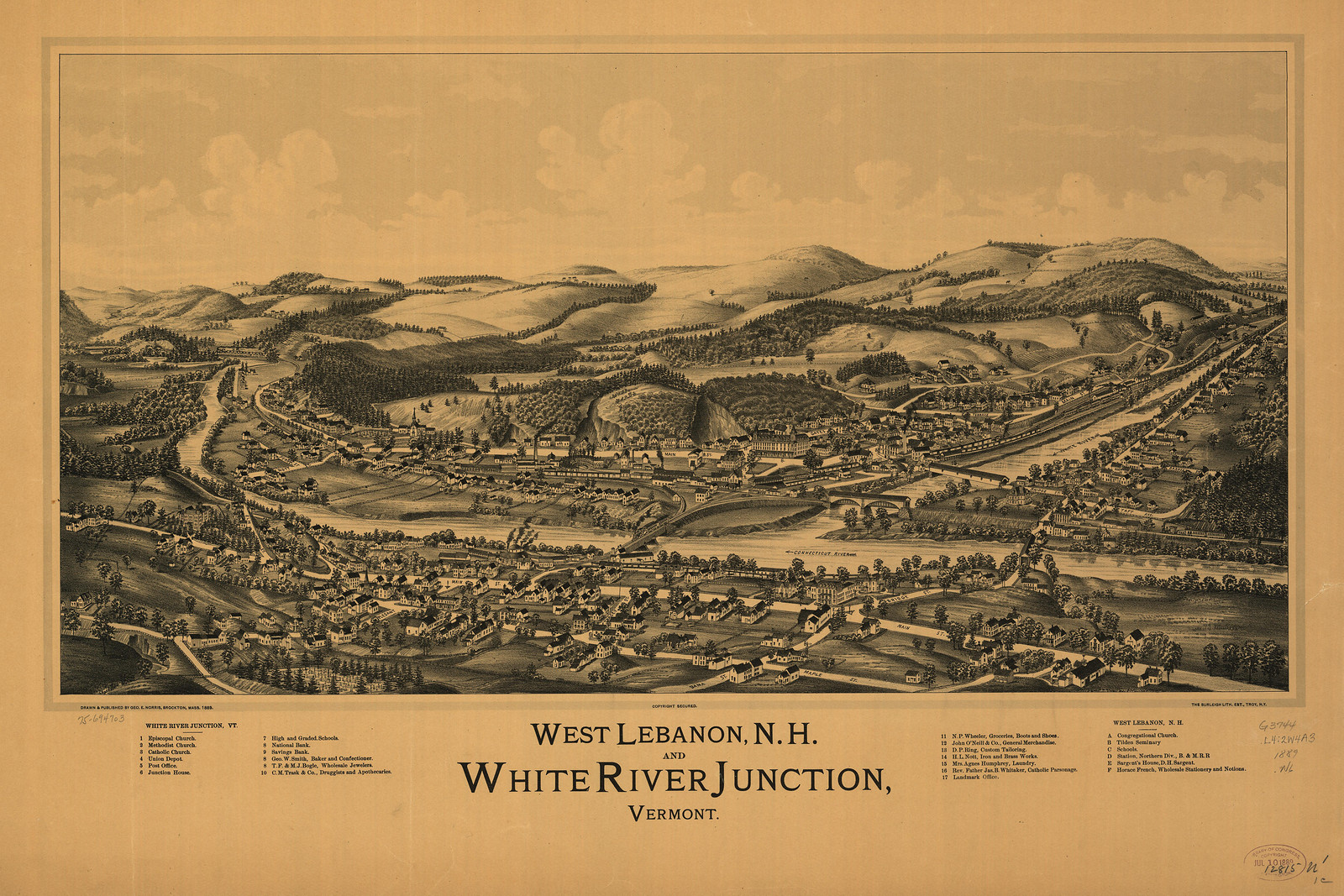 West Lebanon, New Hampshire, 1889, 1889 — antique map