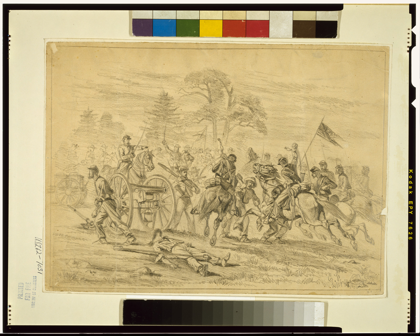 [Cavalry charge near Culpeper Court House, Va.] / E.F., [18]64 Sept. 14. — historic drawing