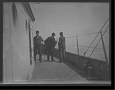 Commissioner Young and pilots on steam pilot boat New York
