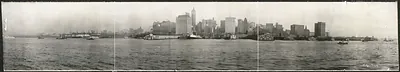 Panoramic photograph of New York City waterfront skyline