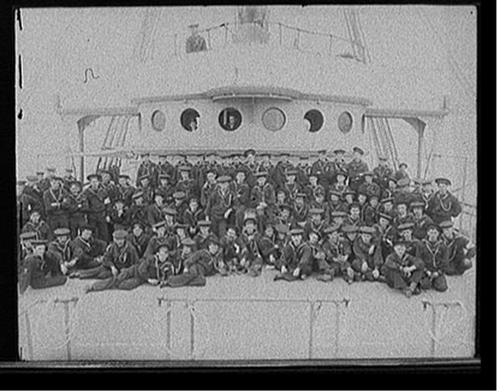 U.S.S. Buffalo, ship's company, [between 1890 and 1901] — historic photograph