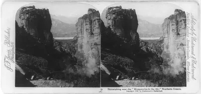 Skirmishing near the monasteries in the air northern Greece