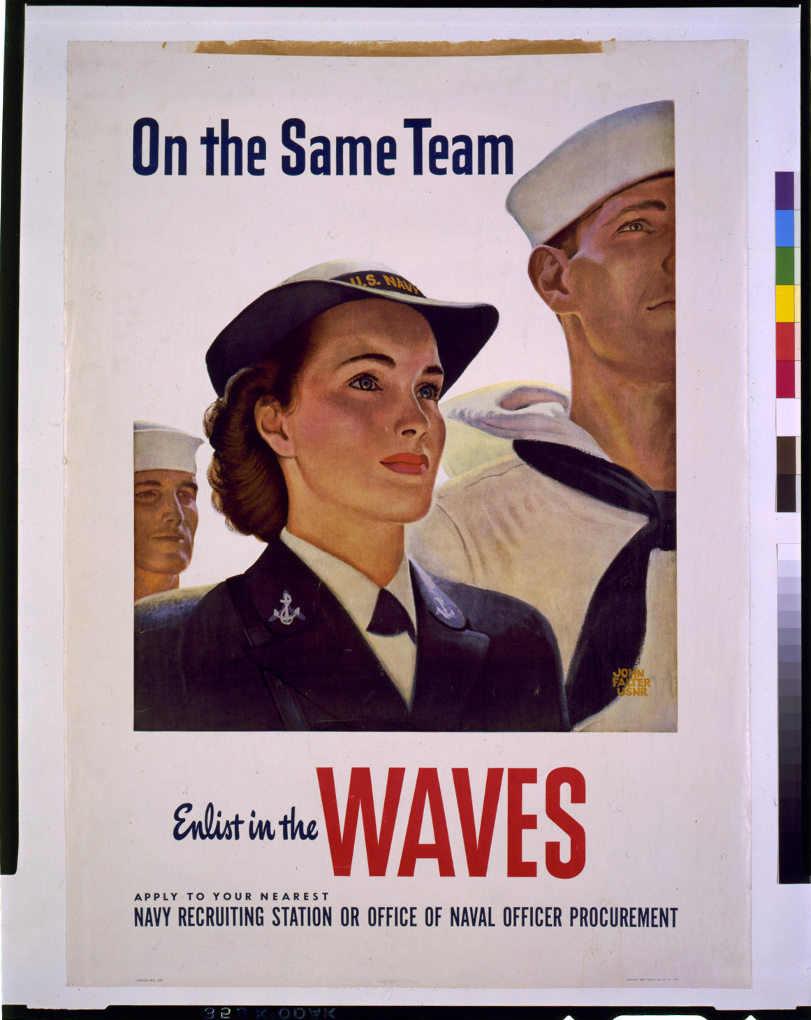 On the same team, enlist in the Waves ... / John Falter, USNR., [19]43. — vintage poster