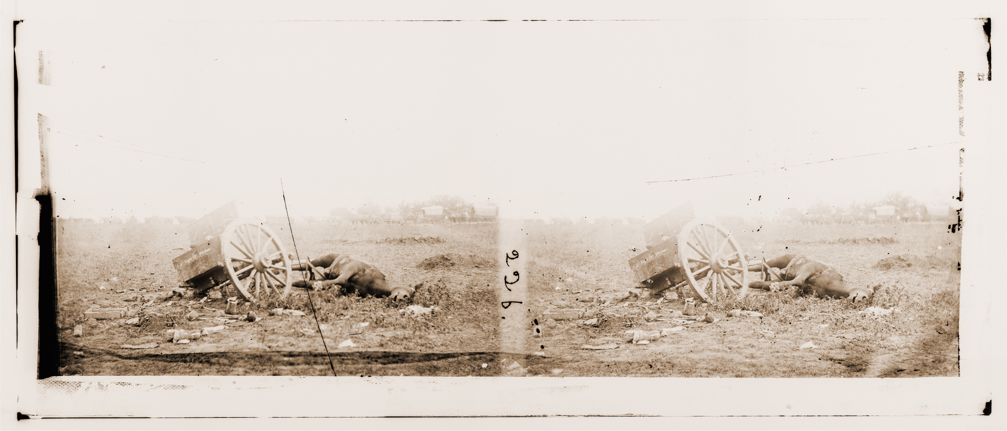 Gettysburg Pennsylvania. Unfit for service. Artillery caisson and dead mule, 1863 — historic photograph
