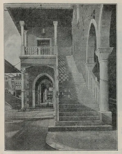 Venetian stairway and arcade in a stone building