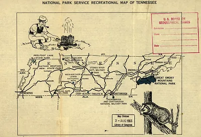 np000245 National Park Service recreational map of Tennessee. 195