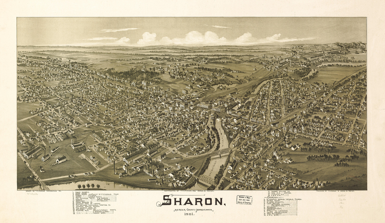 Sharon, Pennsylvania, 1901, 1901 — antique map