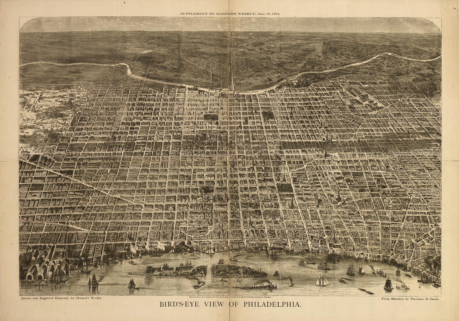 Philadelphia, Pennsylvania, 1872, 1872 — antique map