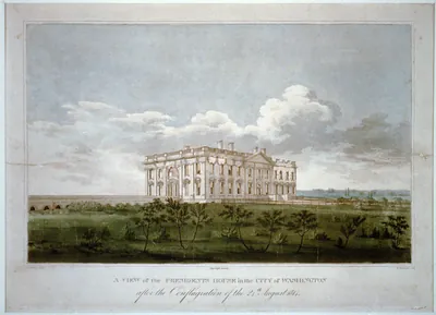 A view of the Presidents house in the city of Washington after the conflagration of the 24th August 1814 / G. Munger del. ; W. Strickland sculp.