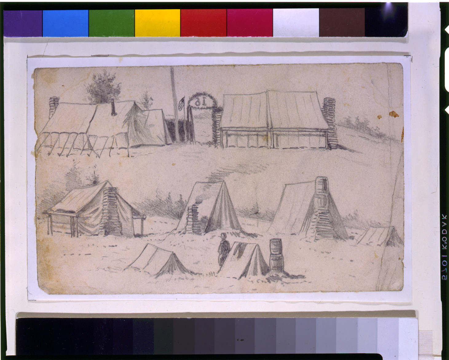 Winter camp of the 16th Michigan, [1863 Jan. 10] — historic drawing