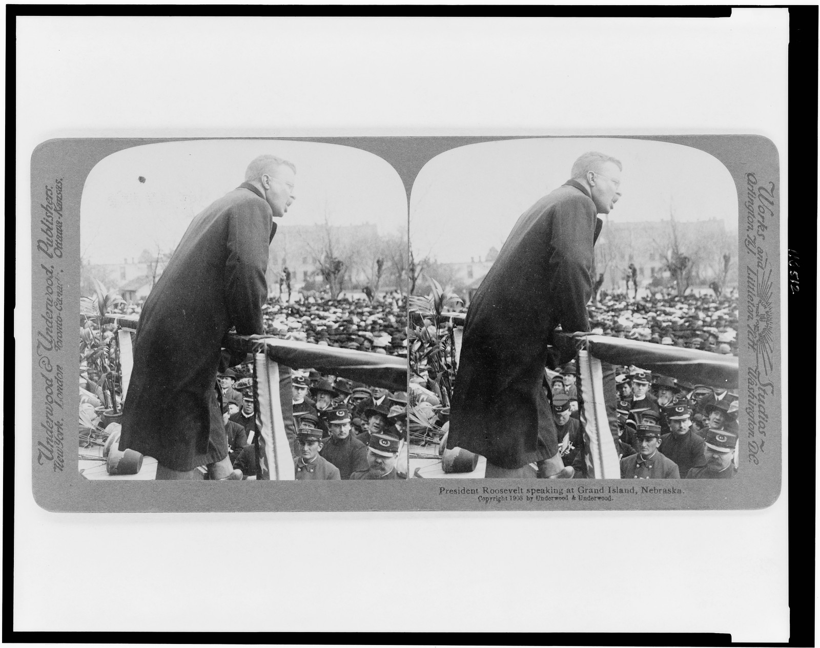 President Roosevelt speaking at Grand Island, Nebraska, New York, N.Y. : Underwood & Underwood, c1903. — historic photograph