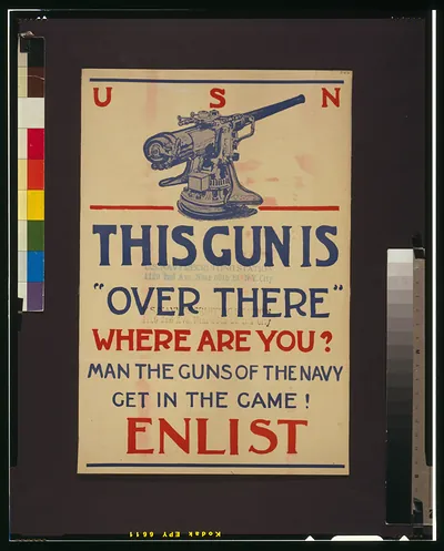 This gun is over there"--Where are you? Man the guns of the Navy--Get in the game!--Enlist."