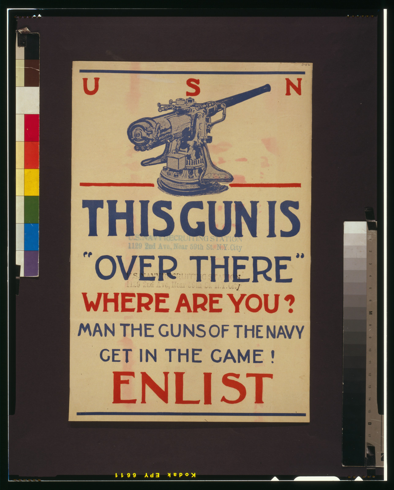 This gun is over there"--Where are you? Man the guns of the Navy--Get in the game!--Enlist.", [1917] — vintage poster