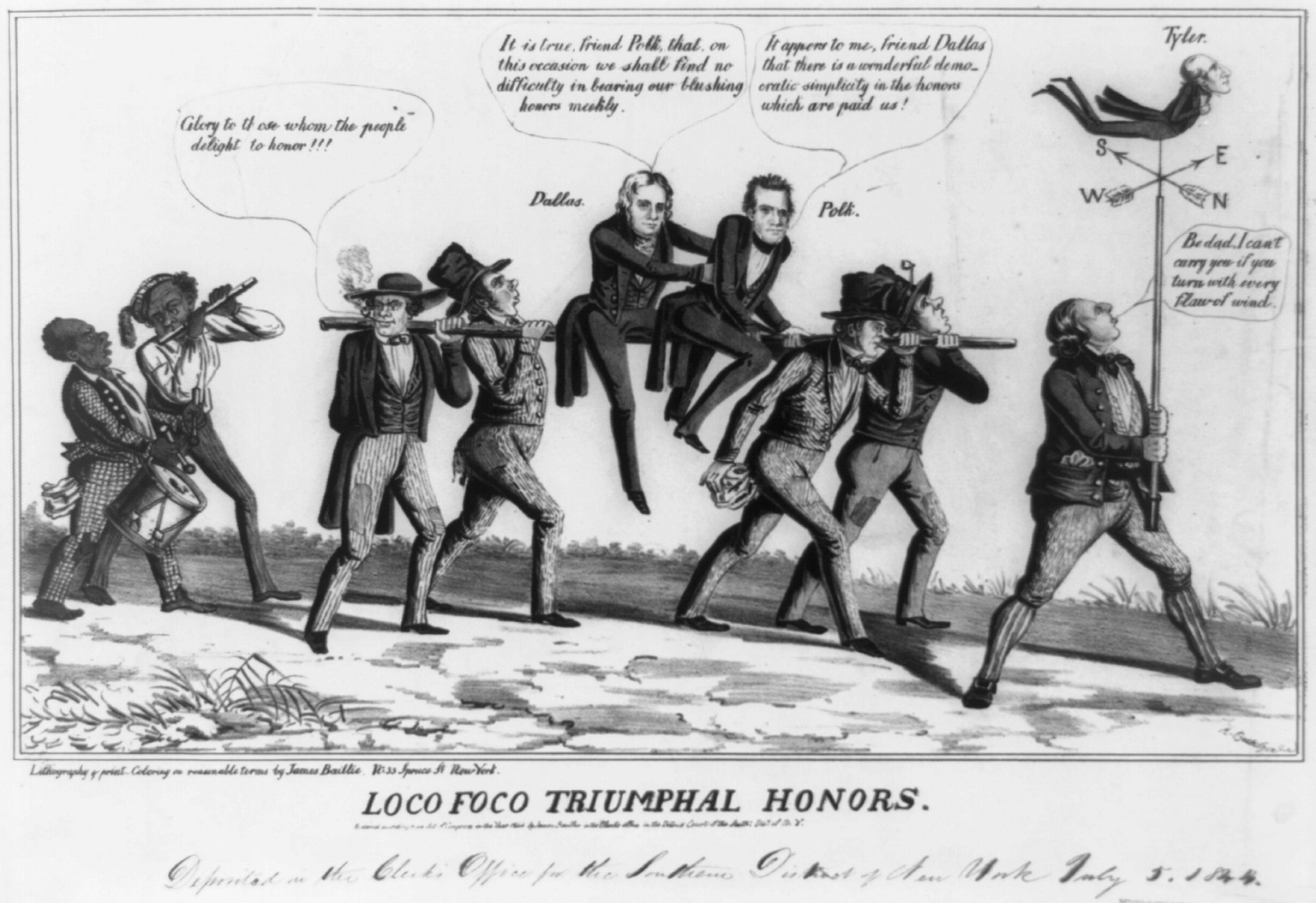Loco Foco triumphal honors, 1844 — antique lithograph