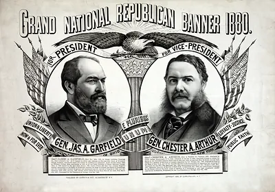 Grand National Republican Banner 1880, Garfield and Arthur campaign poster
