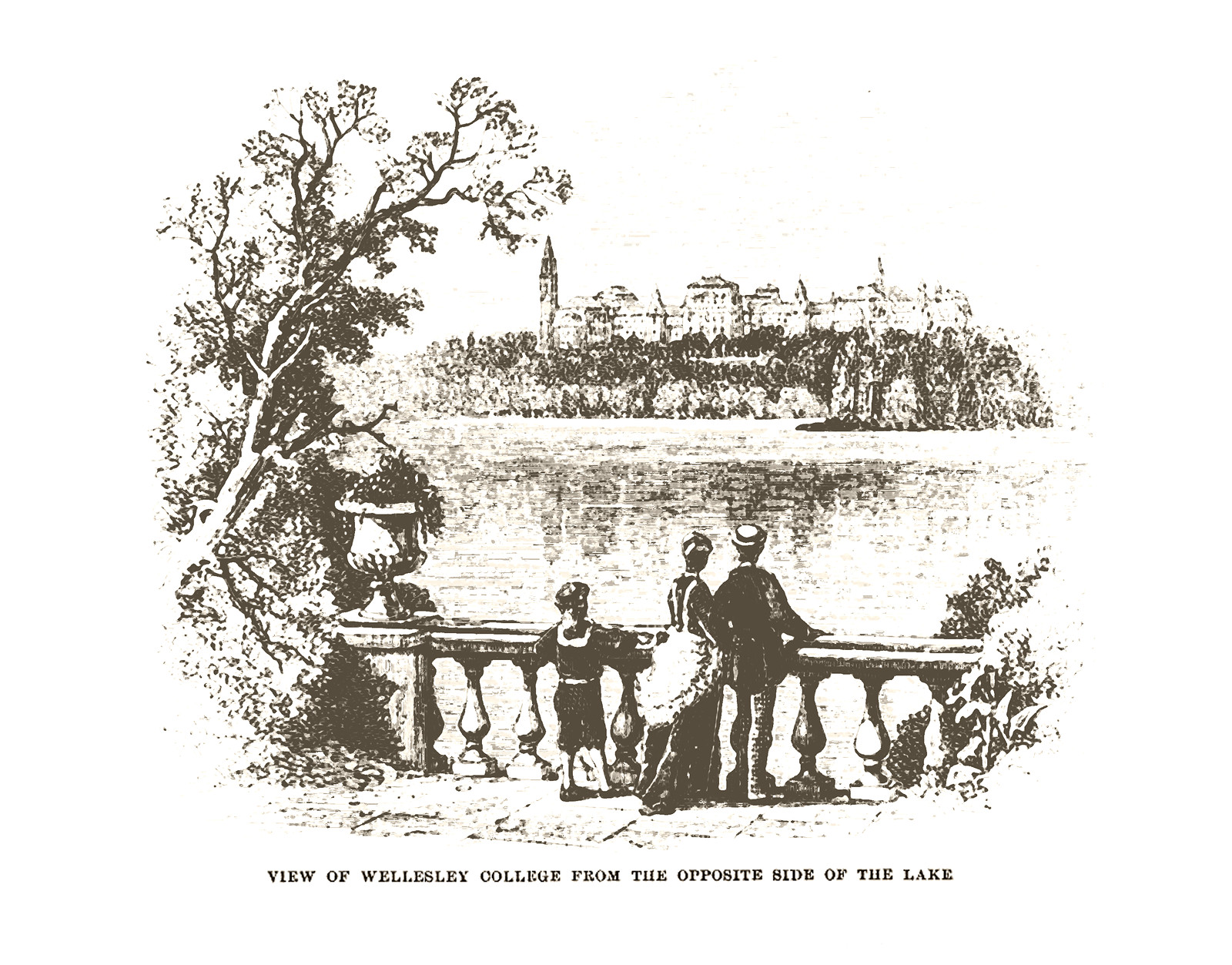 Wellesley College From Harpers Weekly 1876 10, Massachusetts — antique map