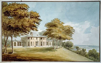[House, Richmond, Virginia. Perspective rendering of house and landscape]