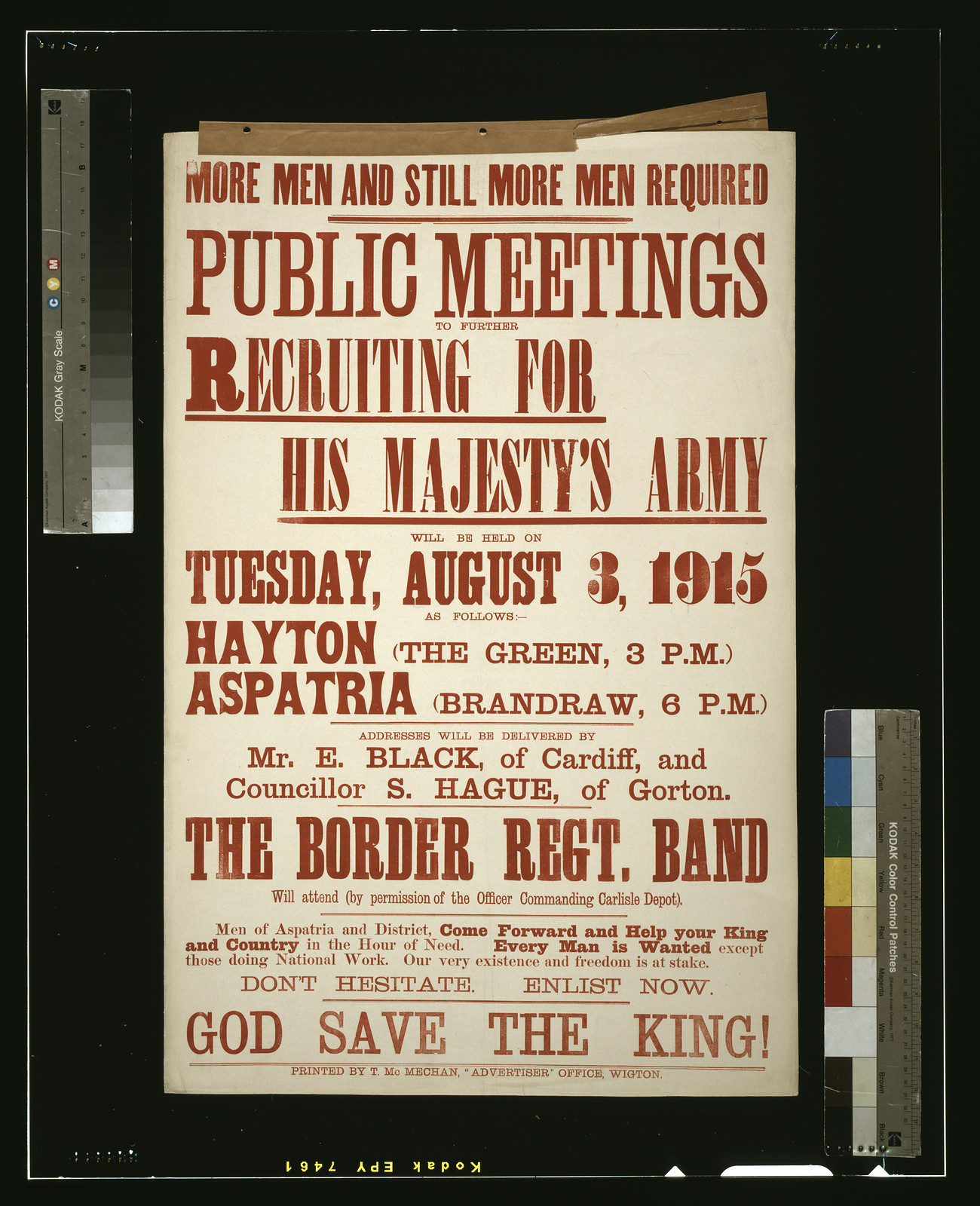 More Men and Still More Men Required: recruiting poster, Aspatria 1915, 1915 — vintage poster