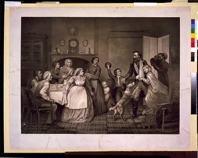 Home again / lith. by Fabronius ; painted by Trevor McClurg.