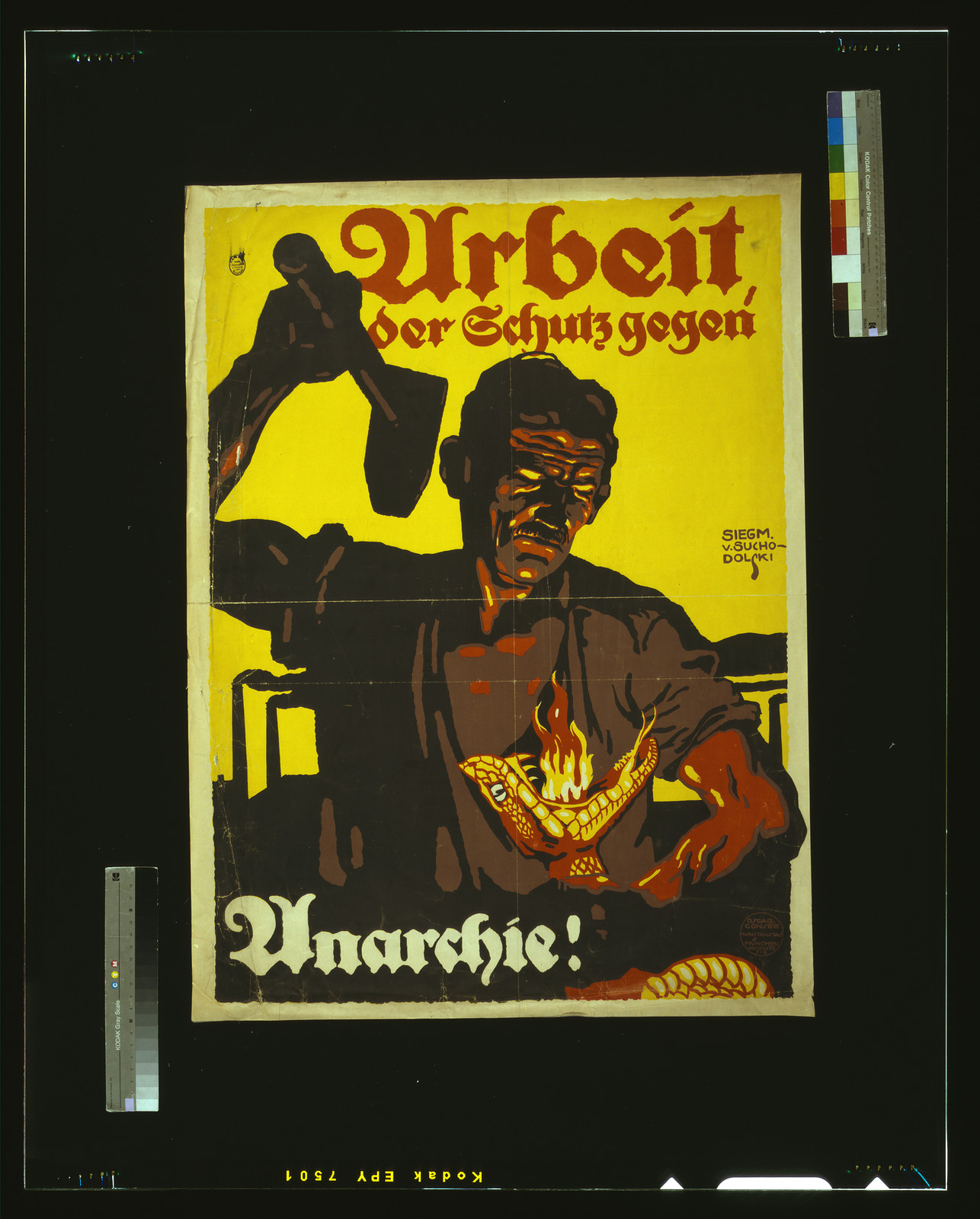 Arbeit der Schutz gegen Anarchie! / Siegm. v. Suchodolski., 1919 — vintage poster