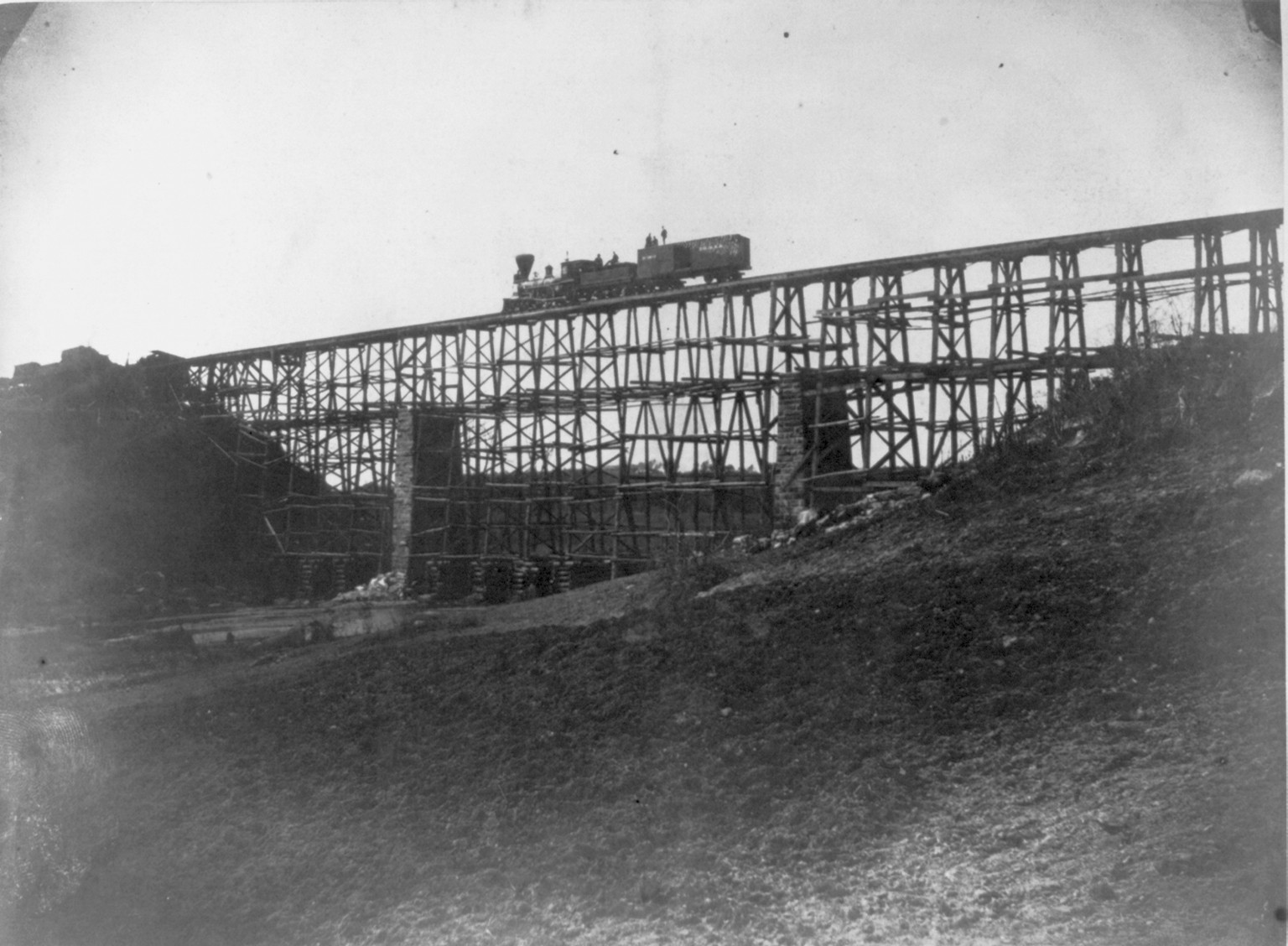 Military railroad bridge across Potomac Creek, on the Fredericksburg Railroad, [ca. 1862 or 1863] — historic photograph