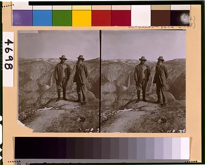 [Theodore Roosevelt and John Muir on Glacier Point, Yosemite Valley, California, in 1903]