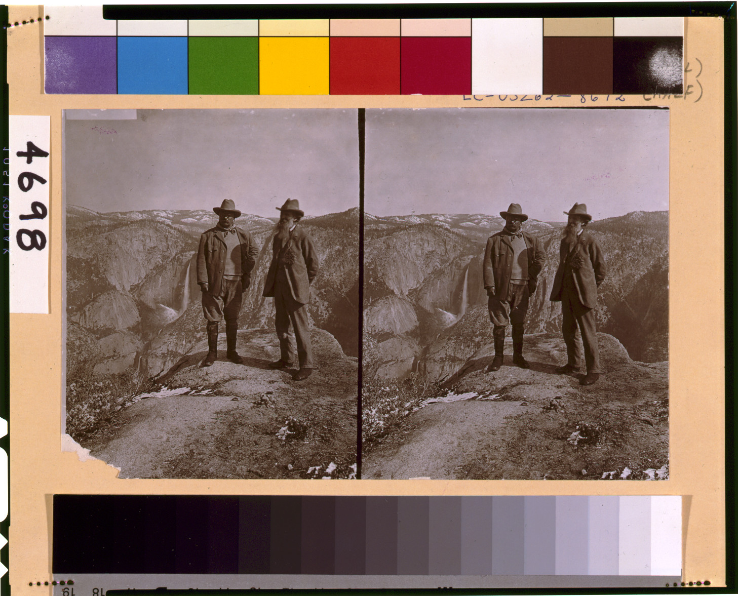 [Theodore Roosevelt and John Muir on Glacier Point, Yosemite Valley, California, in 1903], c1906 [photo taken 1903]. — historic photograph