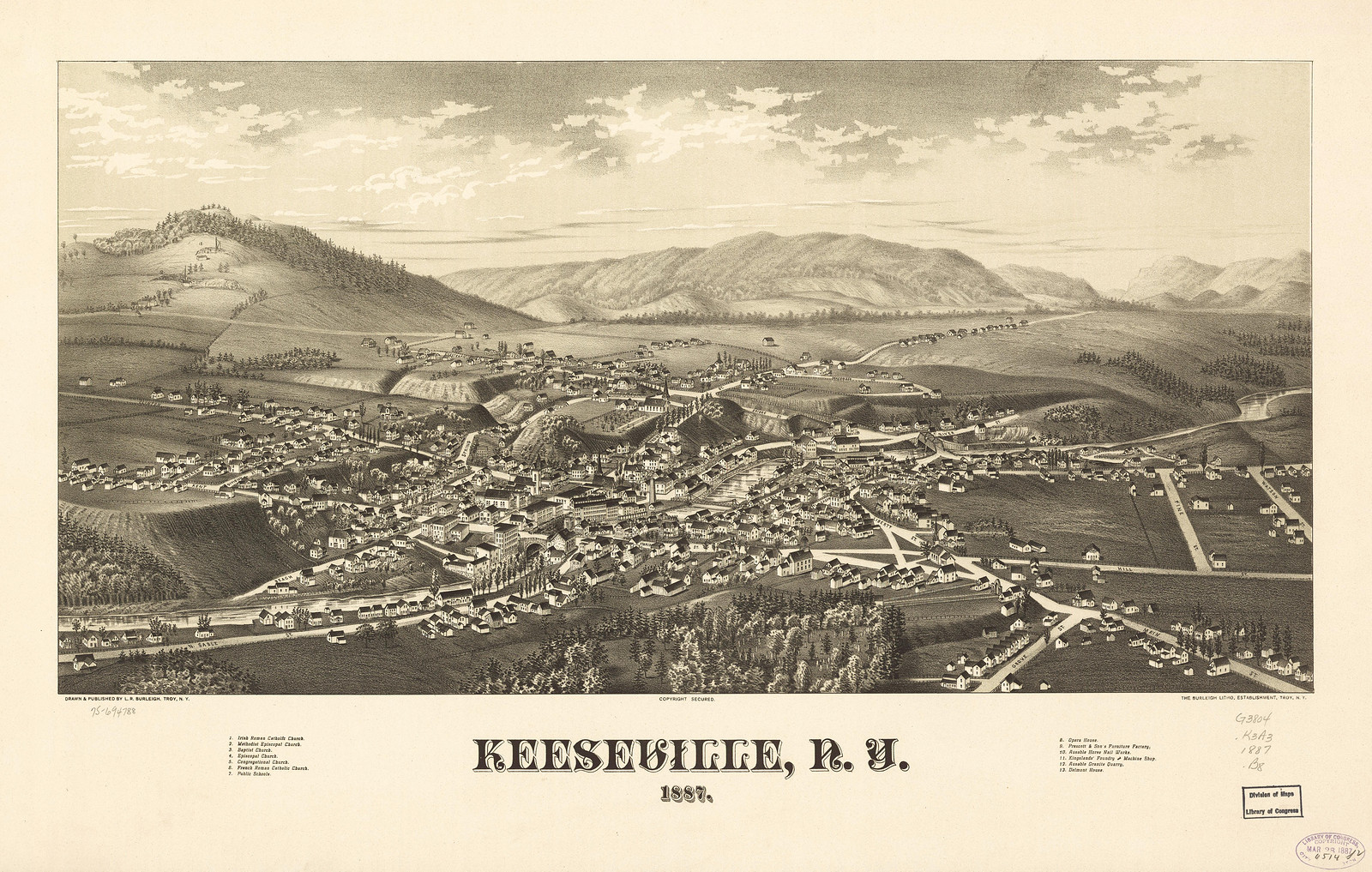Keeseville, New York, 1887, 1887 — antique map