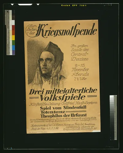Poster for the Kriegsnotspende charity medieval folk plays