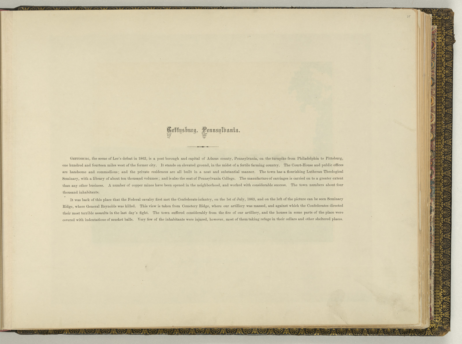 Gettysburg, Pennsylvania: descriptive text page — historic image