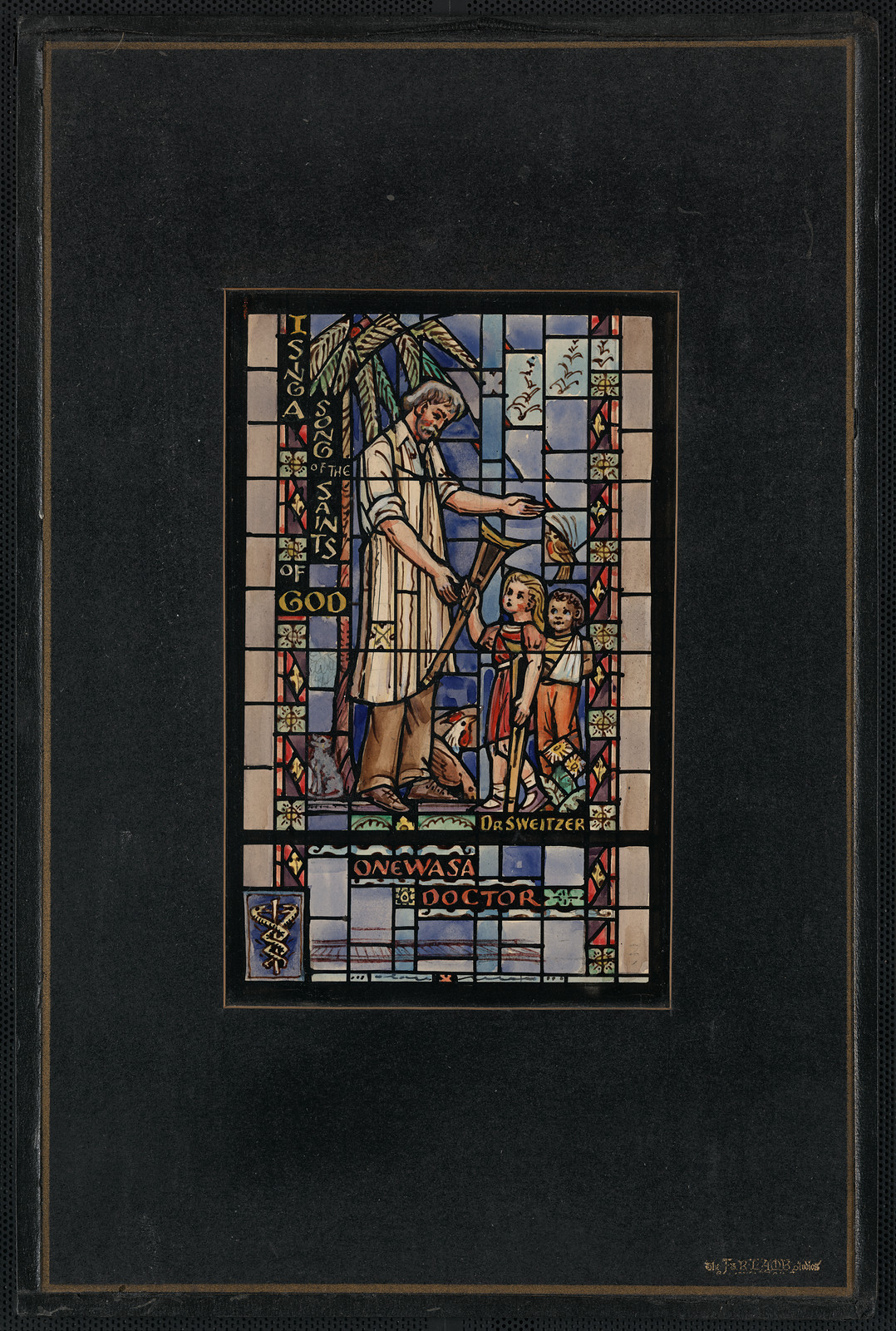 Design for stained glass: Isinga Song of the Saints of God — historic image
