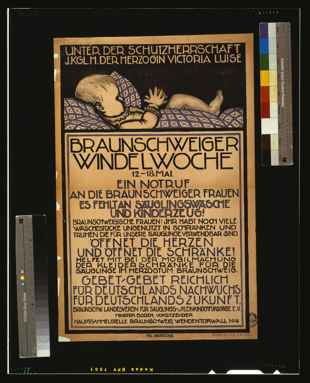 Braunschweiger Windelwoche 12.-18. Mai ein Notruf an die Braunschweiger Frauen ... / Fr. Gerecke., 1917 — vintage poster