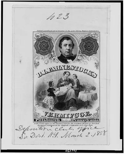 B.L. Fahnestock's vermifuge / designed and engraved by Toppan Carpenter & Co., New York.