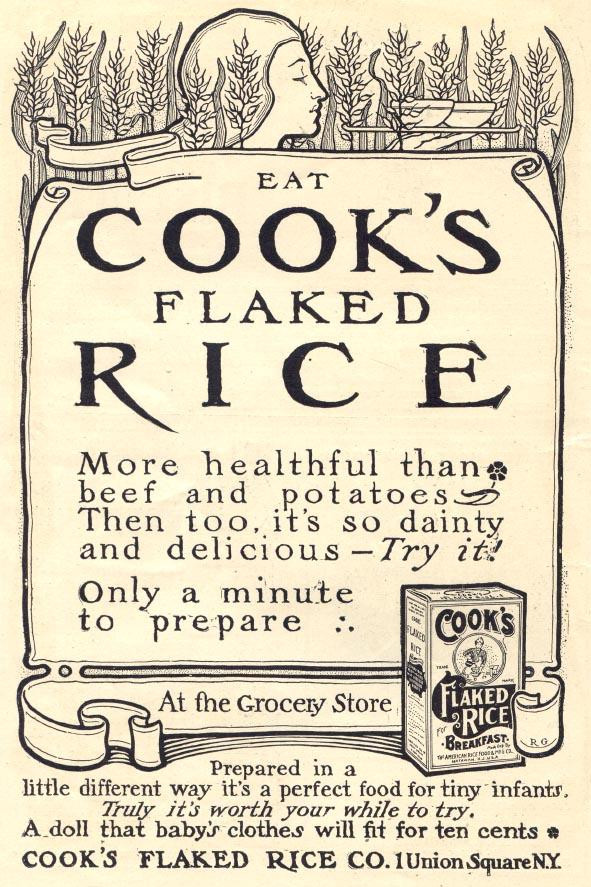 Eat Cook's Flaked Rice advertisement, Cook's Flaked Rice Co. — historic image
