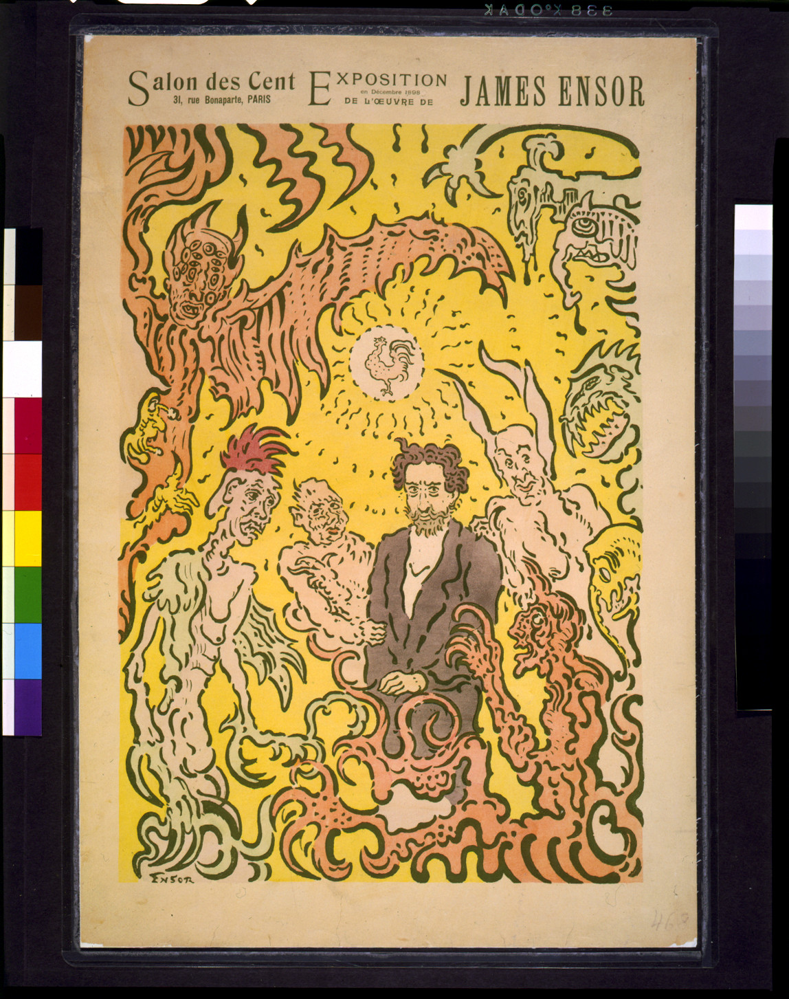 Salon des Cent, 31, Rue Bonaparte, Paris--Exposition en Décembre 1898 de l'oeuvre de James Ensor / Ensor., [Brussels, 1896] — vintage poster