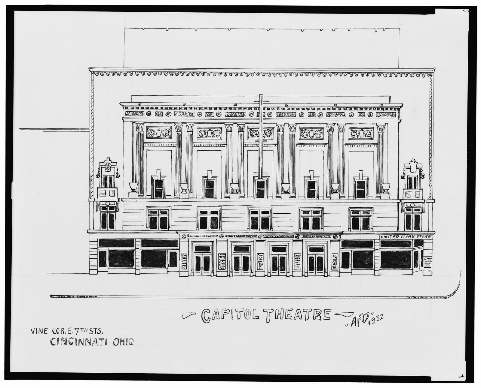 [Capitol Theatre, Vine St. and E. 7th St., Cincinnati, Ohio] / AFD 1932., And Engineering (ADE) Drawings — vintage poster