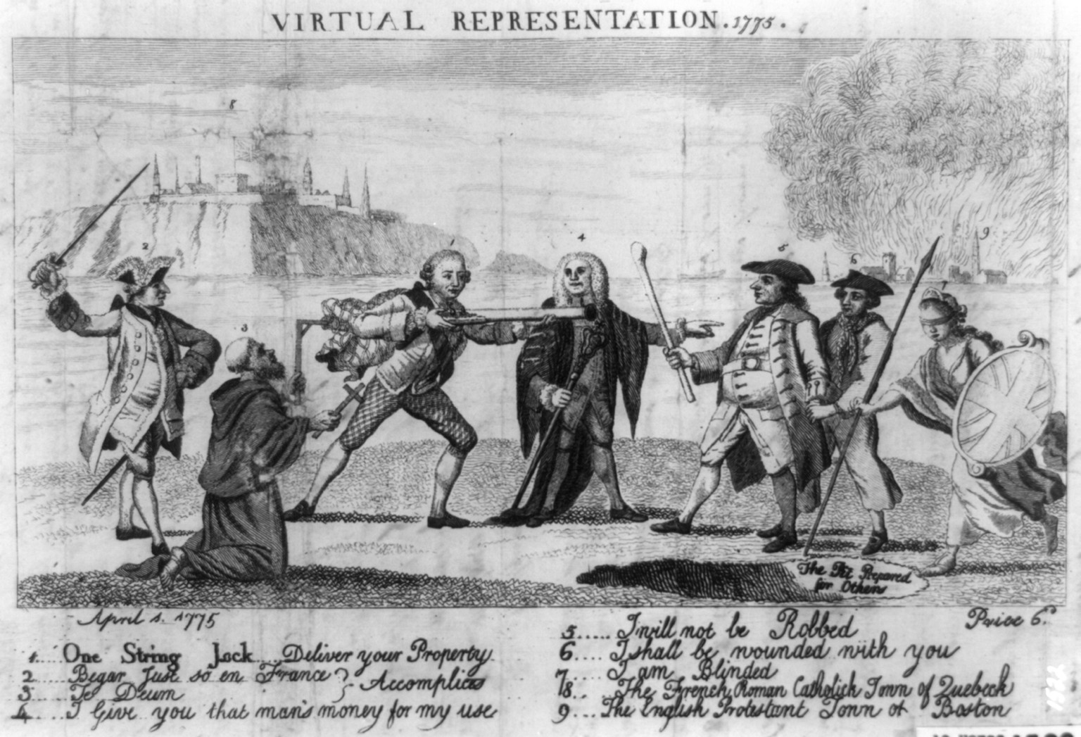 Virtual representation, 1775, 1775 April 1. — antique engraving
