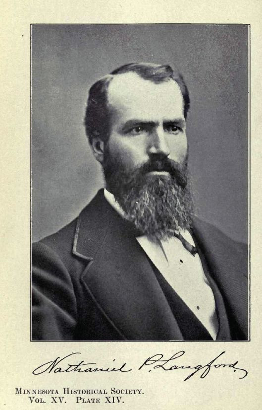 Portrait of Nathaniel P. Langford, bearded man in suit — historic image